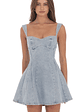 Denim Fit and Flare Dress in Washed Blue - thumbnail 1
