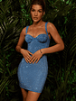 Embellished Corset Mini Dress in Cobalt Blue - thumbnail 10