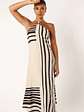 Deana Halterneck Midi Dress - Cream Black - thumbnail 8