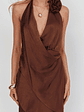 Easy Love Asymmetric Hem Halter Top Chocolate - thumbnail 3