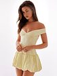 Endless Romance Off Shoulder Mini Dress - Yellow - thumbnail 6