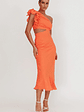 Deanna One-Shoulder Ruffle Maxi Dress Orange - thumbnail 4