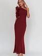 Deanna One-Shoulder Ruffle Maxi Dress Wine - thumbnail 2