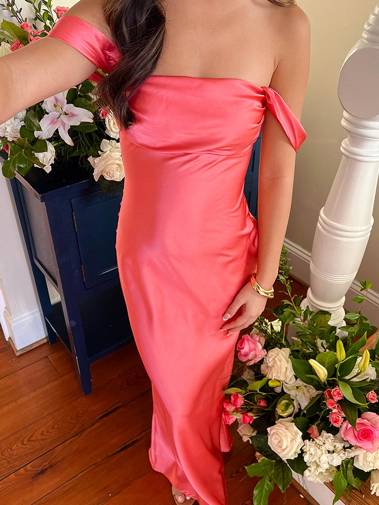 Ella Pink Off Shoulder Formal Dress 11