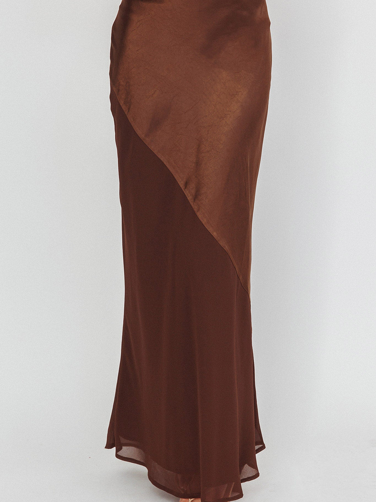 Easy Love Contrast Maxi Skirt Chocolate 3