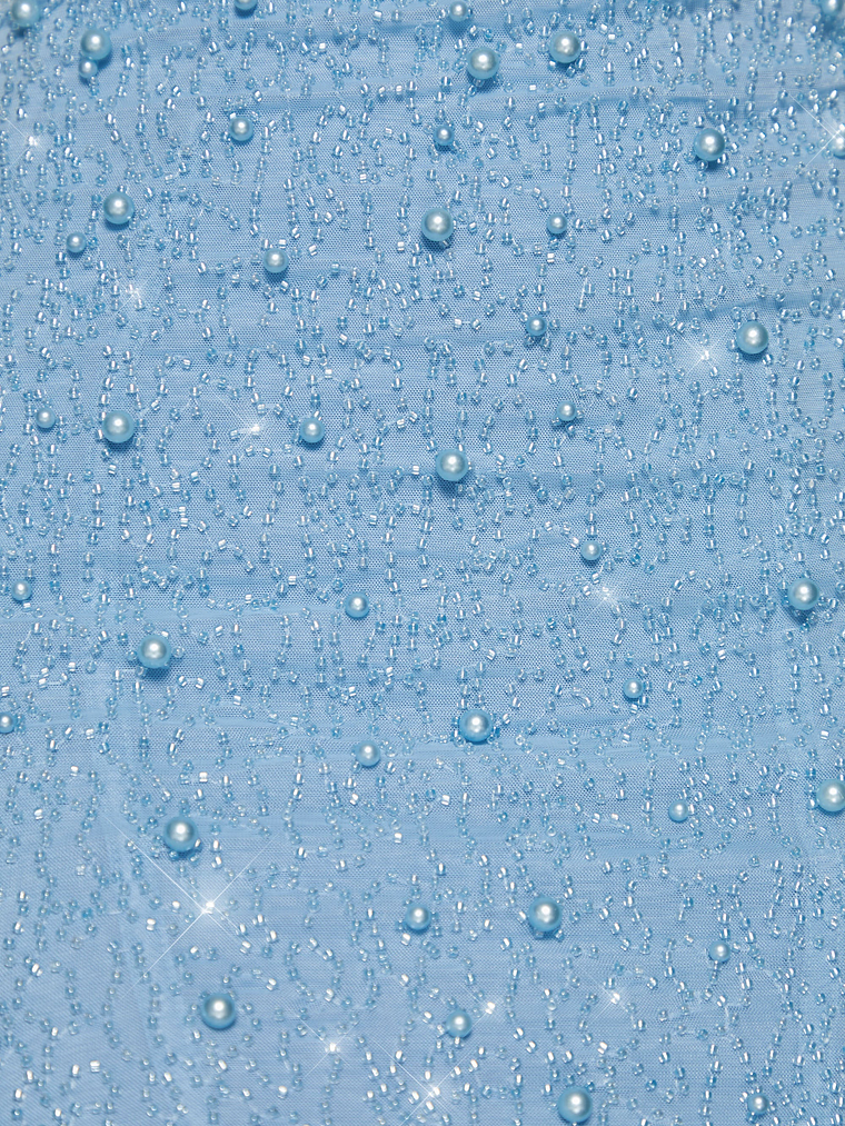 Embellished Cowl Neck Mini Dress in Blue 5