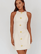 Entice Racerback Gold Button Mini Dress Cream - thumbnail 1