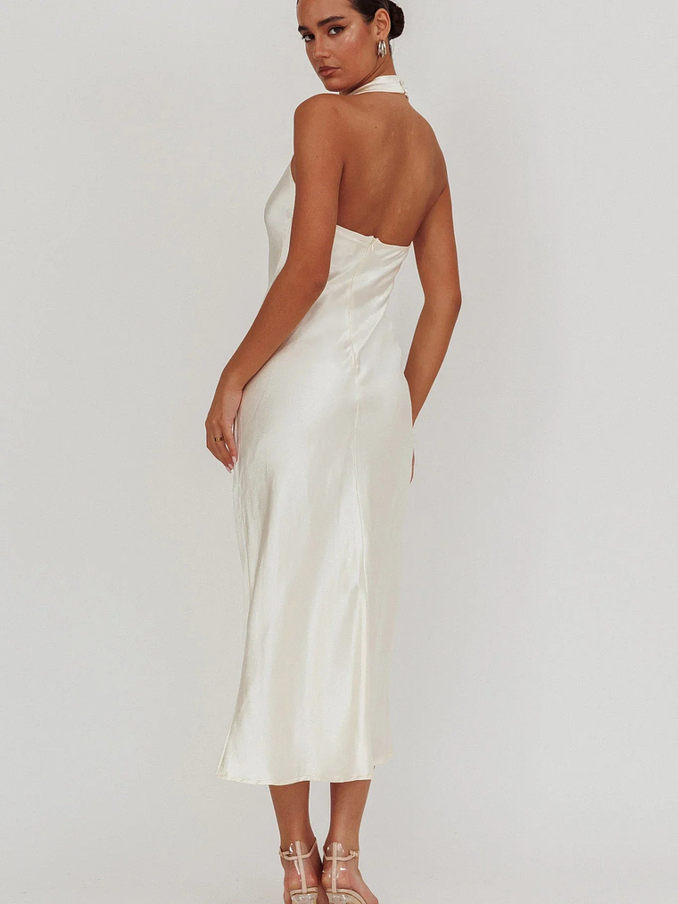 Element Halterneck Maxi Dress Champagne 3