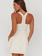 Entice Racerback Gold Button Mini Dress Cream - thumbnail 2