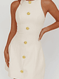 Entice Racerback Gold Button Mini Dress Cream - thumbnail 3