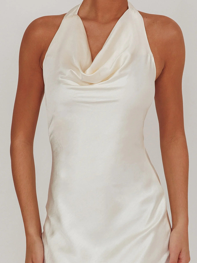 Element Halterneck Maxi Dress Champagne 4