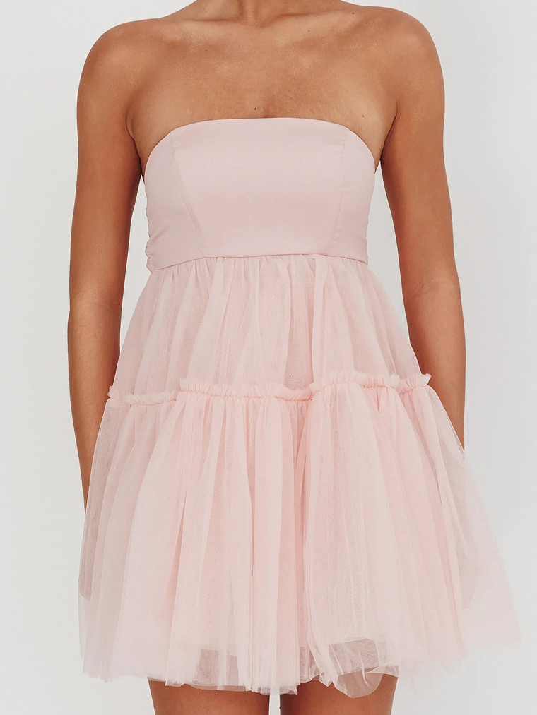 Dreamscape Strapless Tulle Mini Dress Blush 3