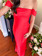 Ella Red Off Shoulder Formal Dress - thumbnail 9