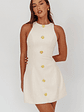 Entice Racerback Gold Button Mini Dress Cream - thumbnail 4