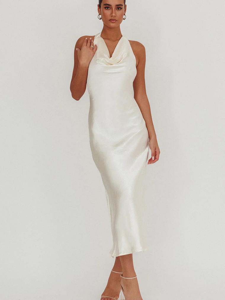 Element Halterneck Maxi Dress Champagne 5