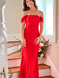 Ella Red Off Shoulder Formal Dress - thumbnail 10