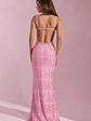 Embellished Cowl-Neck Backless Maxi Dress in Pink - thumbnail 2