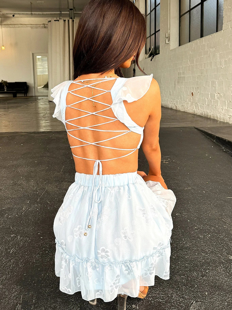Deborah Cut Out Mini Dress - Baby Blue 8