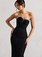 Enticed | Black Strapless V-Neck Maxi Dress With Flowers - thumbnail 3