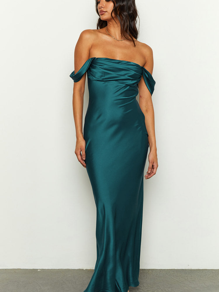 Ella Teal Off Shoulder Formal Maxi Dress 2