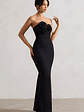 Enticed | Black Strapless V-Neck Maxi Dress With Flowers - thumbnail 4