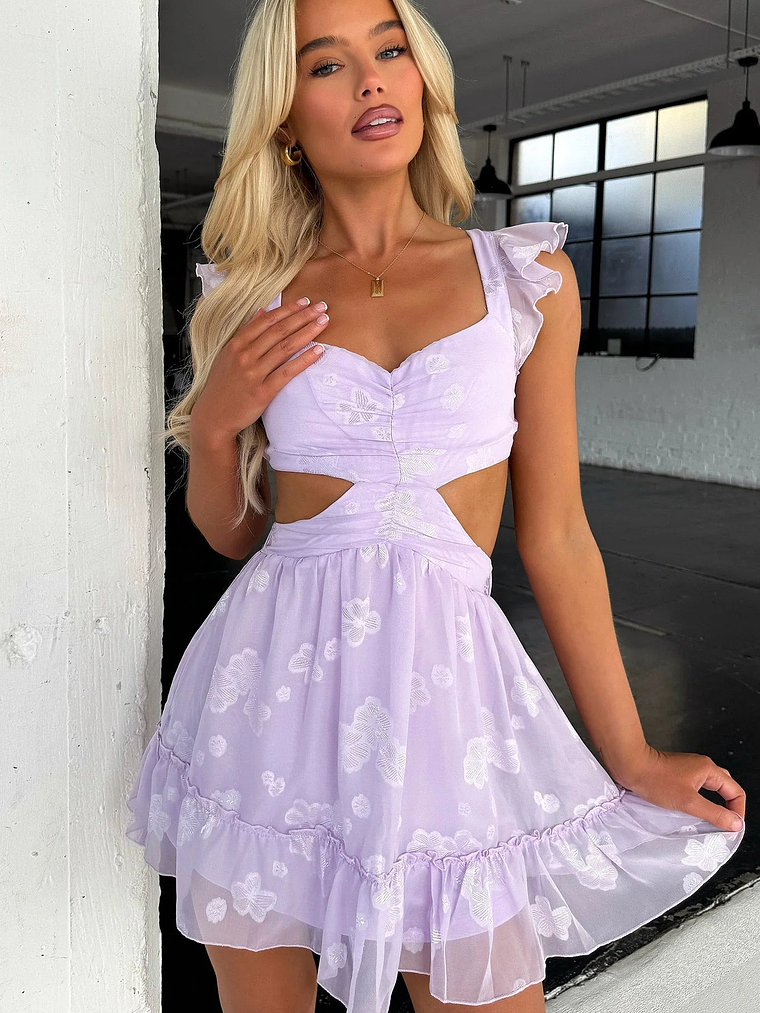 Deborah Cut Out Mini Dress - Lilac 6