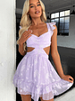 Deborah Cut Out Mini Dress - Lilac - thumbnail 6