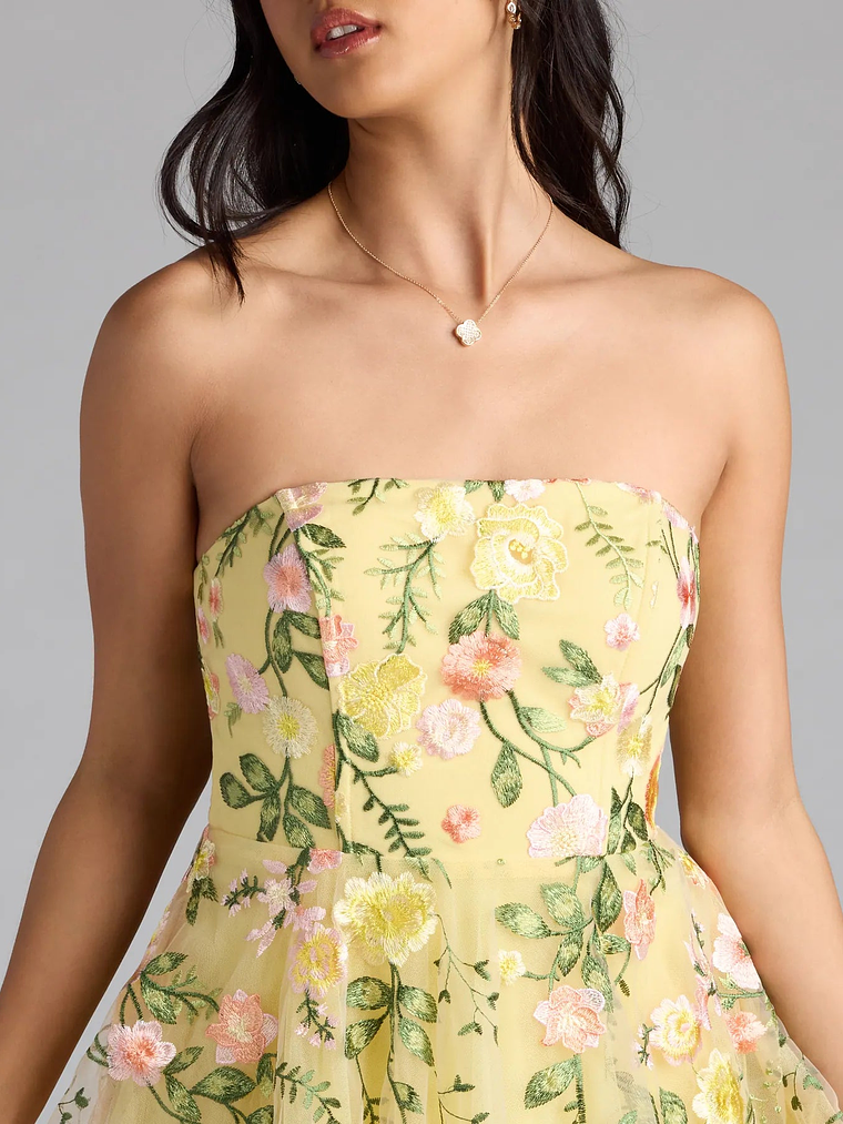 Emilliana Lace-Up Floral Embroidered Skater Dress 4