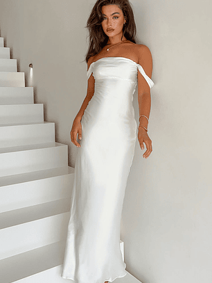 Ella White Off Shoulder Formal Dress