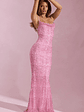 Embellished Cowl-Neck Backless Maxi Dress in Pink - thumbnail 8