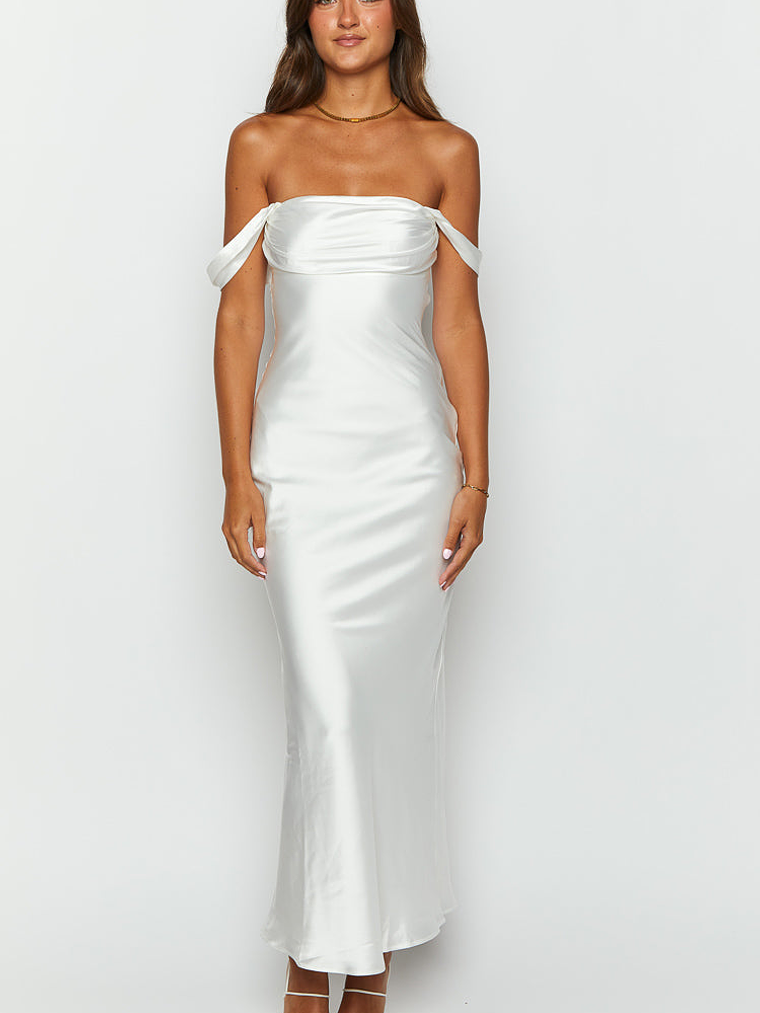 Ella White Off Shoulder Formal Dress 2