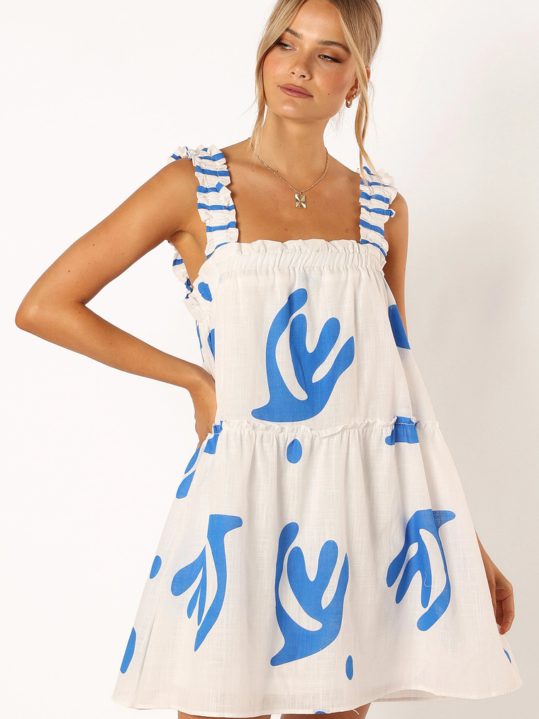 Elena Mini Dress - Blue Print 3
