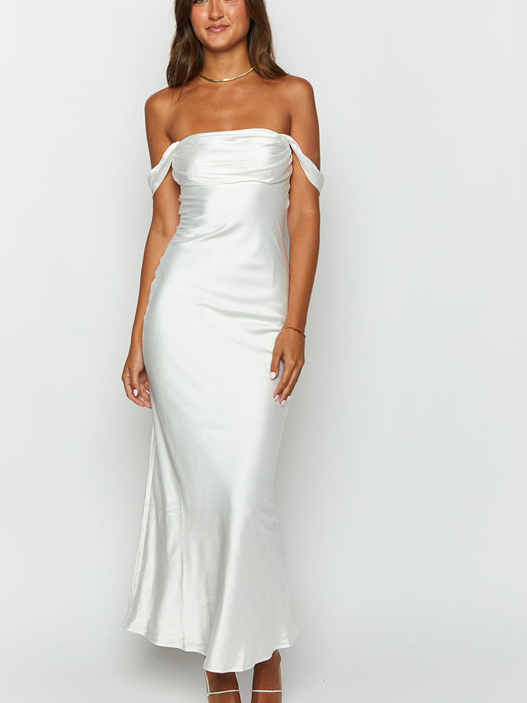 Ella White Off Shoulder Formal Dress 3