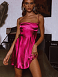 Dolce Life Low Back Mini Dress Satin Fuchsia - thumbnail 1