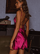 Dolce Life Low Back Mini Dress Satin Fuchsia - thumbnail 2