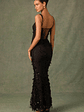 Embellished Fishtail Corset Gown in Black - thumbnail 2