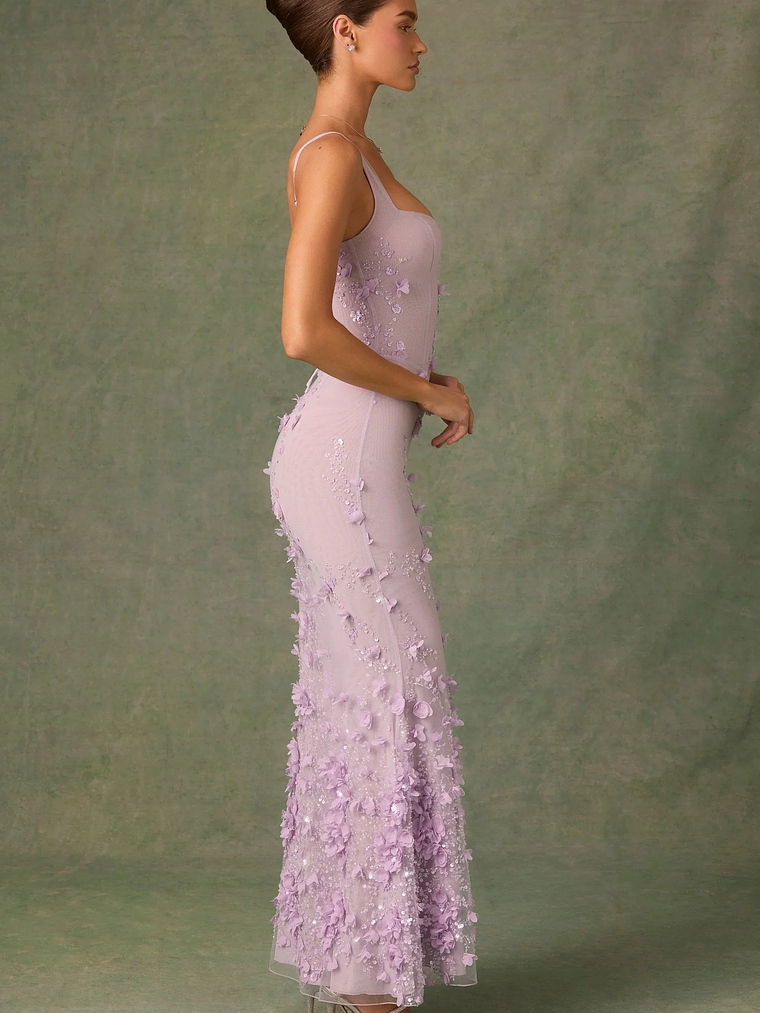 Embellished Fishtail Corset Gown in Lilac 3