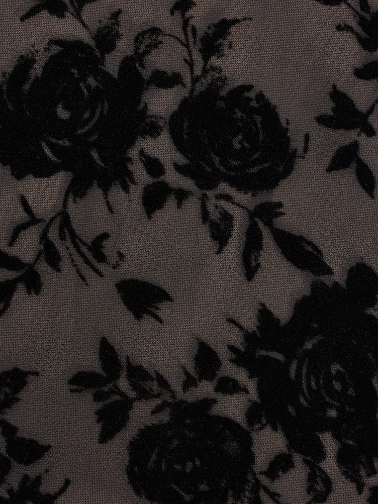 Decadent Beauty Flocked Floral Velvet Skater Dress 4