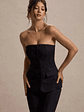 Elliana | Black Strapless Button Front Tailored Top - thumbnail 3