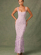 Embellished Fishtail Corset Gown in Lilac - thumbnail 8