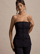 Elliana | Black Strapless Button Front Tailored Top - thumbnail 5