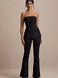 Elliana | Black Strapless Button Front Tailored Top - thumbnail 7