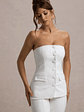 Elliana | White Strapless Button Front Tailored Top - thumbnail 4
