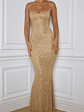 Embellished Fishtail Maxi Dress in Gold - thumbnail 4