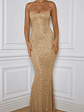 Embellished Fishtail Maxi Dress in Gold - thumbnail 4