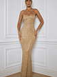 Embellished Fishtail Maxi Dress in Gold - thumbnail 5
