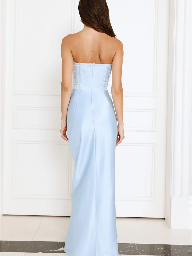 Dressed To Dazzle Strapless Satin Maxi Dress 7