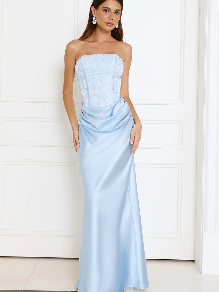 Dressed To Dazzle Strapless Satin Maxi Dress 8