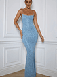 Embellished Fishtail Maxi Dress in Light Blue - thumbnail 5