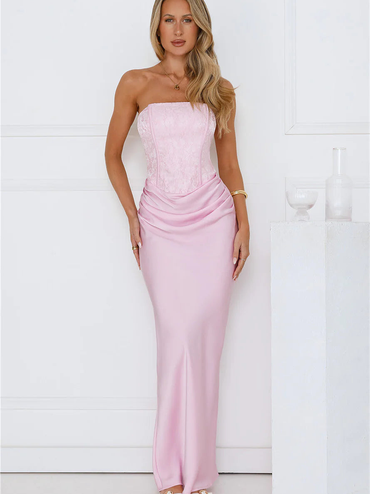 Dressed To Dazzle Strapless Satin Maxi Dress 14